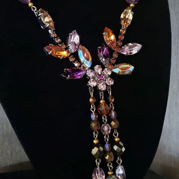 NICKY BUTLER Honey Multi Crystal & Rhinestone Tassel Designer NB Necklace NWT - Picture 11 of 13